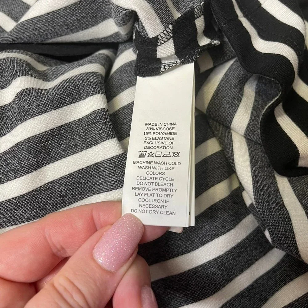 Kate Spade Broome Street Black & White Stripe Fit & Flare Dress Large